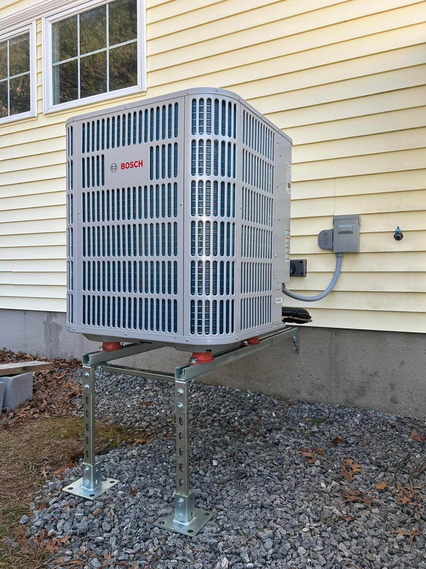 Bosch heat pump professionally installed by Fong & Sullivan in Massachusetts